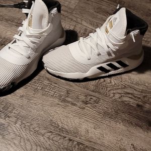 Adidas basketball shoesn- white and gold